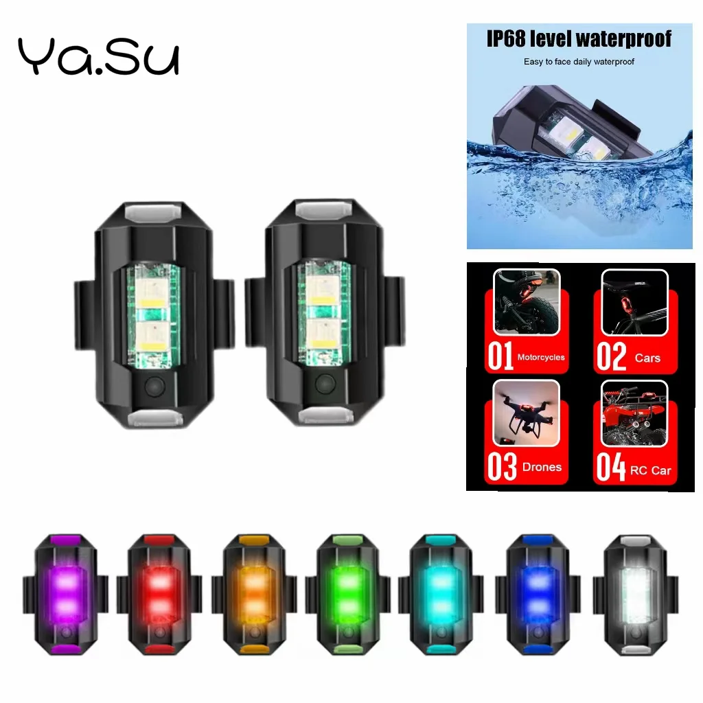 Motorcycle Lights LED Drone Strobe Light Universal Anti-Collision Bike Aircraft Night Flying Mini Flashing Warning Signal Light