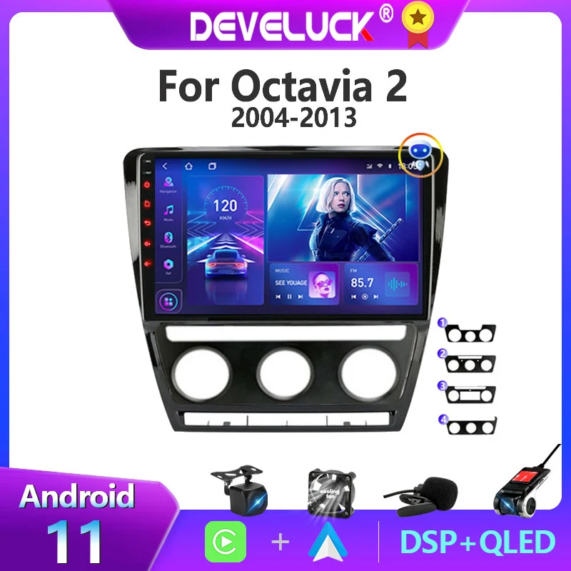 Автомагнитола Develuck 2 Din Android 11 мультимедийный видеоплеер для Skoda Octavia 2004-2013