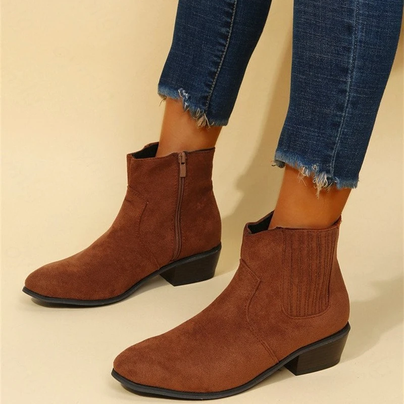 

Women's Boots 2022 New Summer Women's Shoes Autumn and Winter New Sexy Round Toe Plus Size Elastic Ankle Boots Women's Plus Size