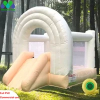 happy kiddie commercial pastel rainbow inflatable jumper bouncy castle white bounce house with slide mini moon bouncer for kids