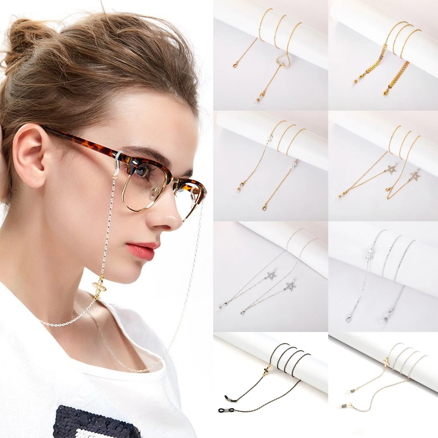 

Women Acrylic Crystal Sunglasses Lanyards Fashion Pearl Eyeglasses Chain Mask Chains For Eyewear Neck Strap Jewelry Gifts 2022
