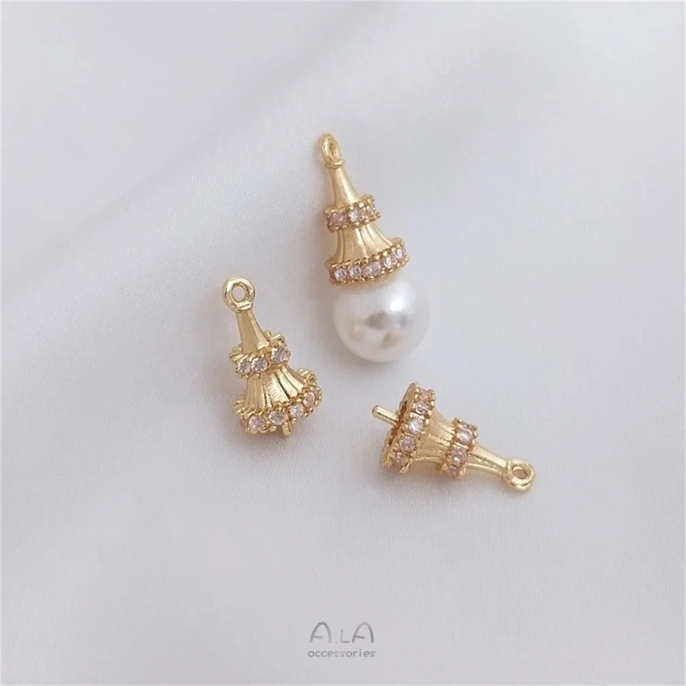 14-каратное позолоченное циркониевое жемчужное кулон в форме трубы с