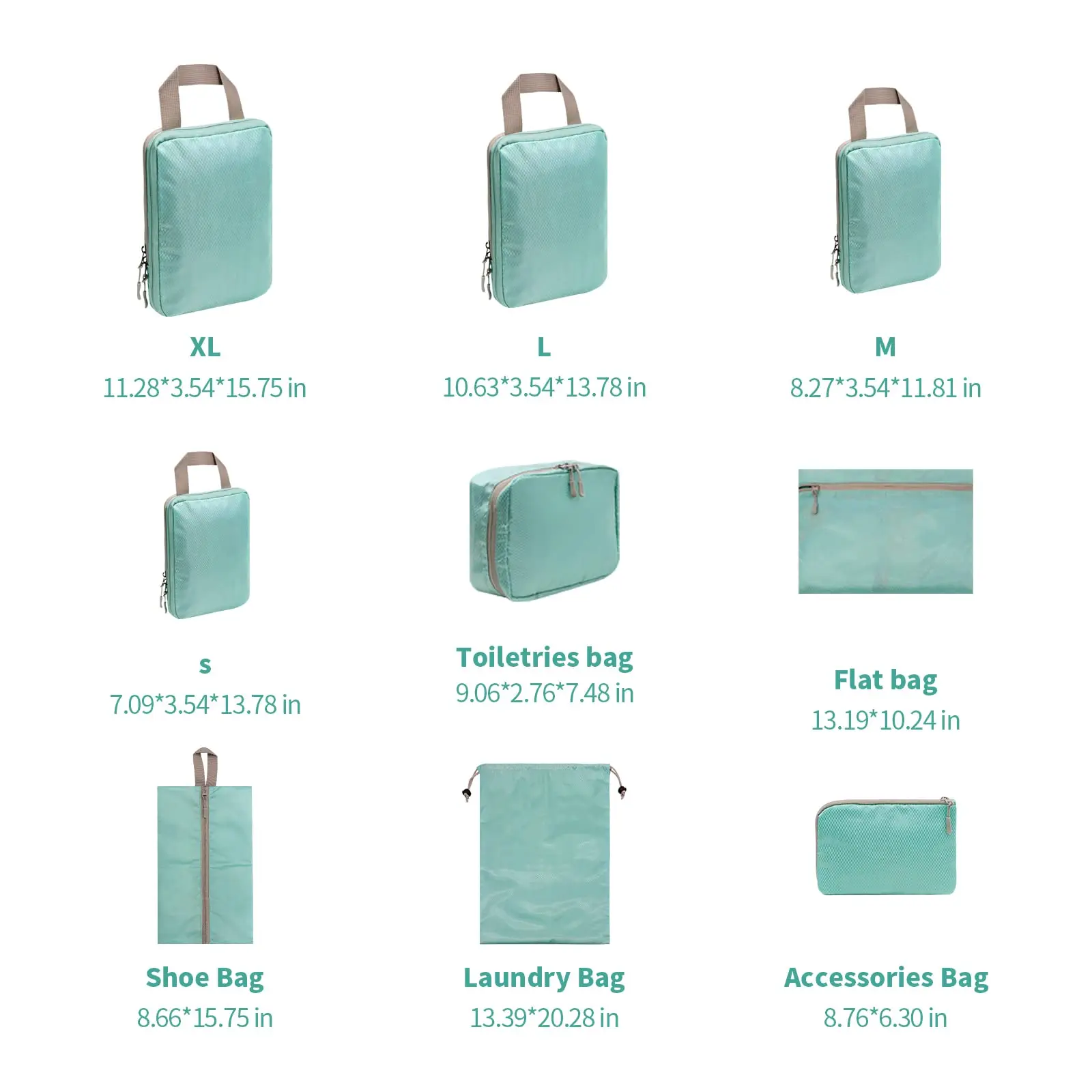 9PCS Compressed Packing Cubes Travel Storage Organizer Set With Shoe Bag Mesh Visual Luggage Portable Lightweight Suitcase Bag