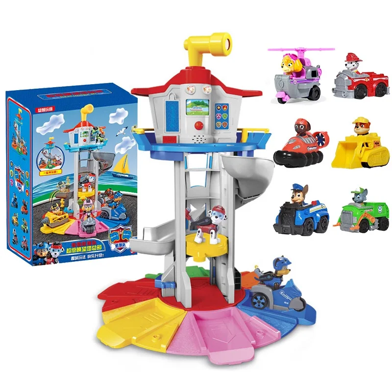 

Paw Patrol Birthday Gift Toys for Boys watchtower rescue bus yacht Unit Rescue Captain Ryder Kids Pow Chase Figure Cartoon