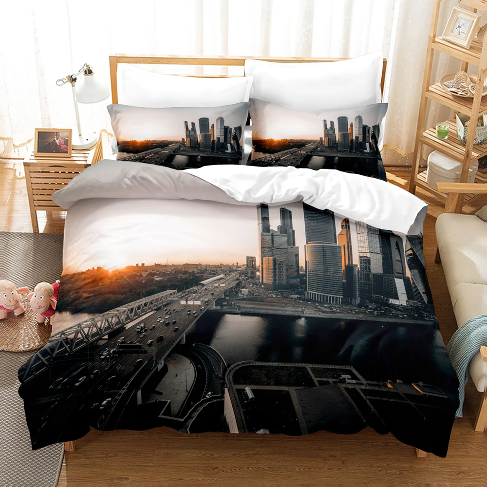 

3D printed Russia Moscow scenery Bedding Set Down Quilt Cover with Pillowcase Double Complete Queen King Bedding