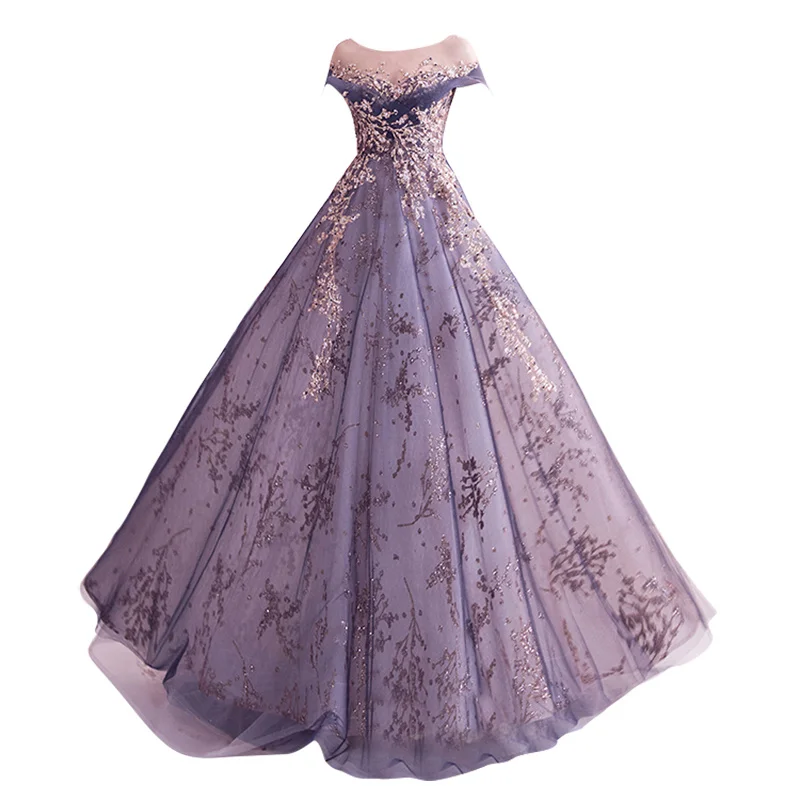 

Purple Mild Luxury Retro Wedding Dinner Annual Meeting Catwalk Host Wedding Dress Evening Gown
