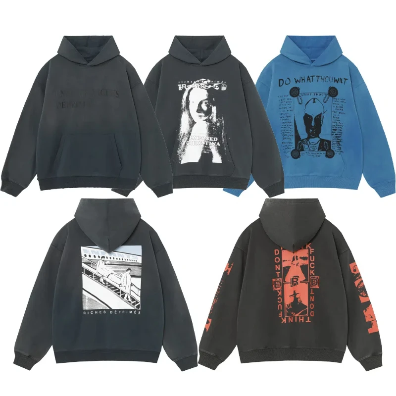 Модная повседневная толстовка с капюшоном для мужчин и женщин модель 2024aw Y2k