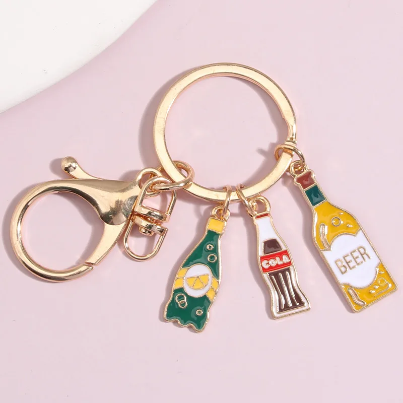 

Beer Keychain Key Chains Pendant for Women Men Car Keys DIY Handmade Jewelry Gifts