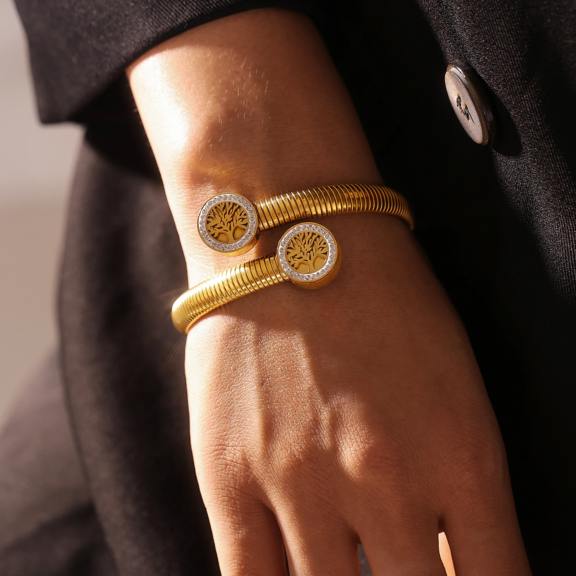 Браслет Древо жизни из нержавеющей стали браслеты для женщин позолоченные 18