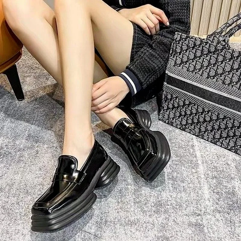 

Square Toe Small Leather Shoes Women 2022 Spring New British Style Wedges Mary Jane Casual Women's Shoes Fashion Platform Shoes