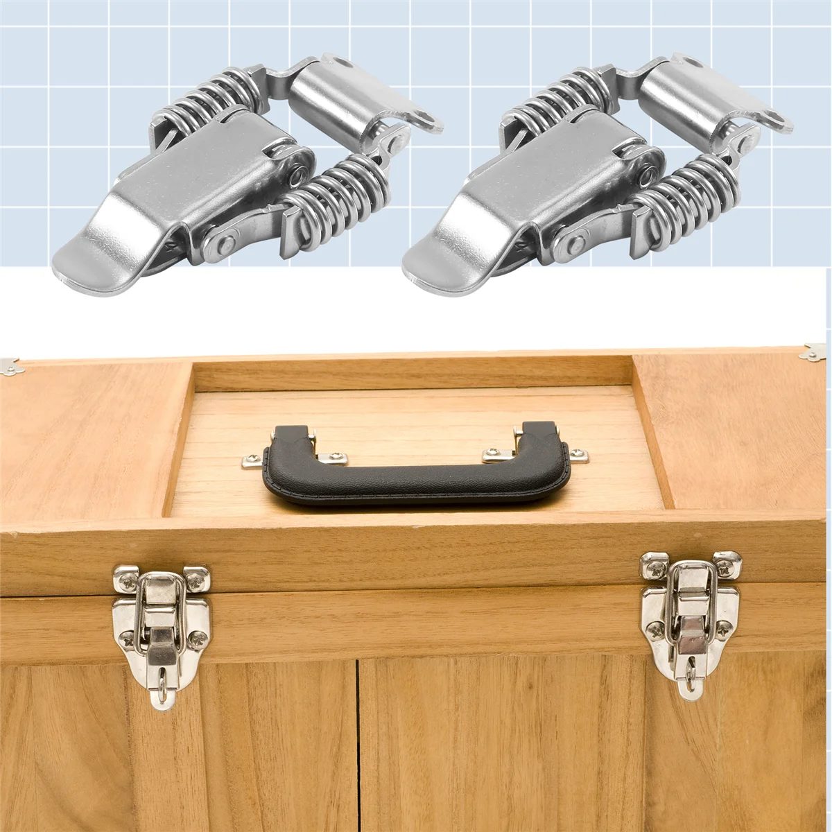 2x ящик для инструментов сжатие пружинный переключатель защелка зажим серебряный