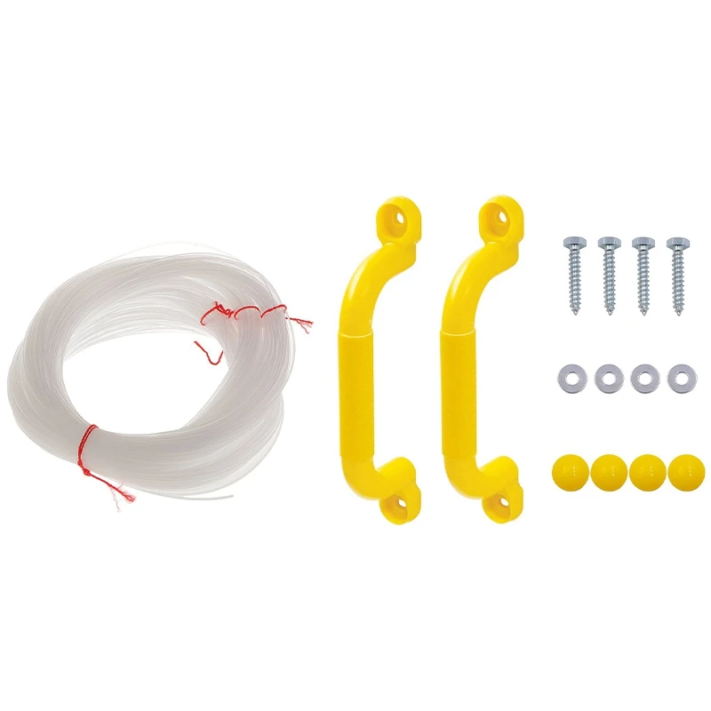 

1X 100 Meters Clear Nylon String 1Mm Fishing Line & 1Set Yellow Safety Handrail Handle Solid Color Swing Set