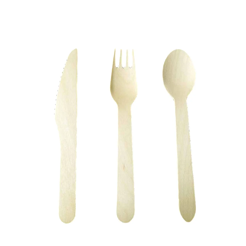 

300 Pcs Disposable Dinnerware Set Wooden Cutlery Dessert Spoon Untensils Bamboo