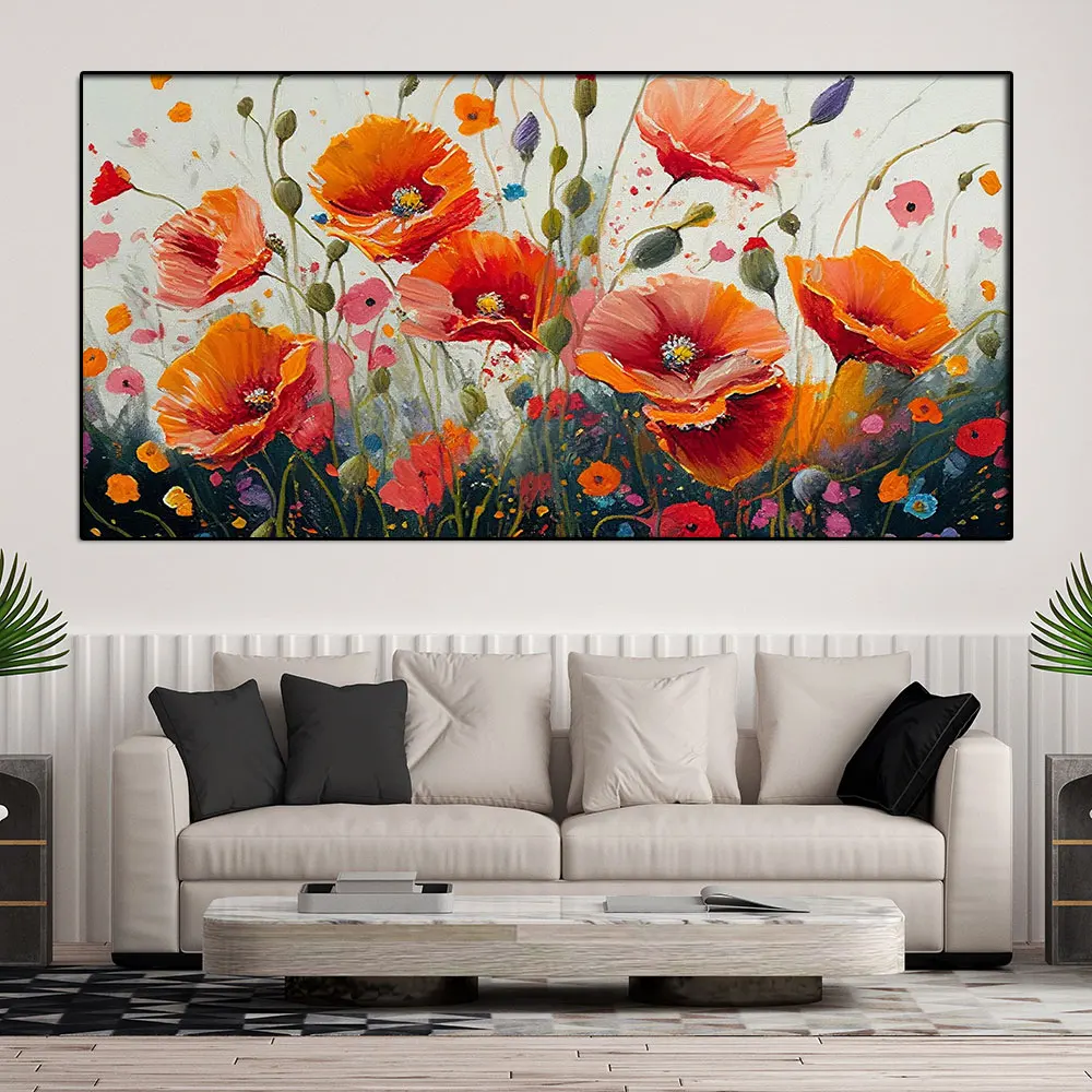 

Abstract Flower Oil Painting Poster Wall Art Floral Picture Spring Flower Canvas Landscape Print Living Home Room Decor Frameles