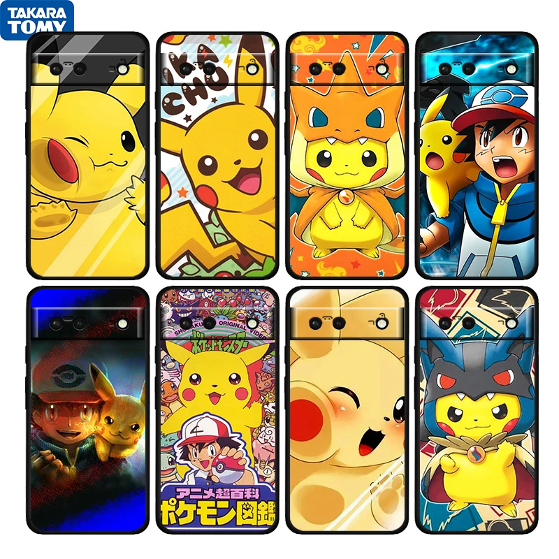 

Pikachu Lovely Baby Shockproof Cover for Google Pixel 6 6a 6Pro 5 5a 4 4a XL 5G Black Phone Case Shell Soft Fundas Coque Cover