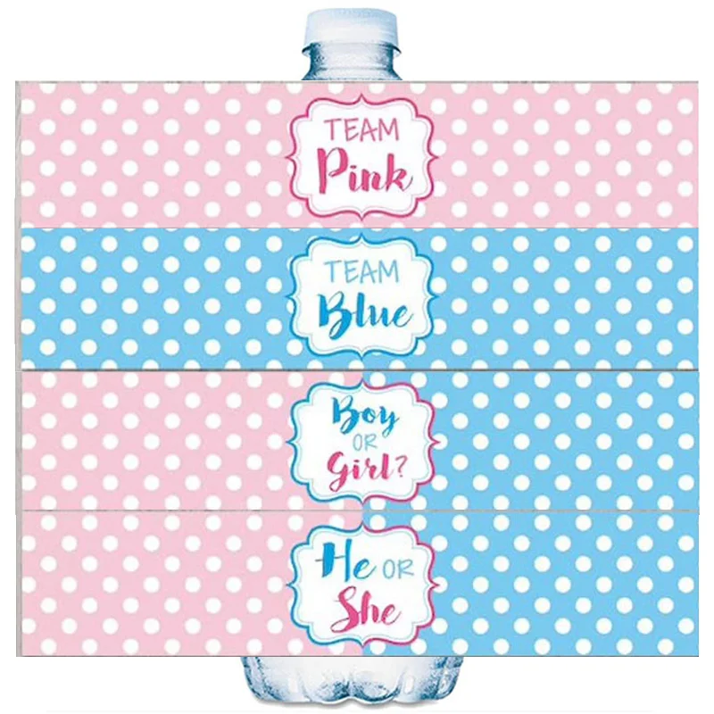 

20pcs Gender Reveal Party BOY OR GIRL Water Bottle Labels He Or She Bottle Sticker for Baby Shower TEAM Blue Party Decortion
