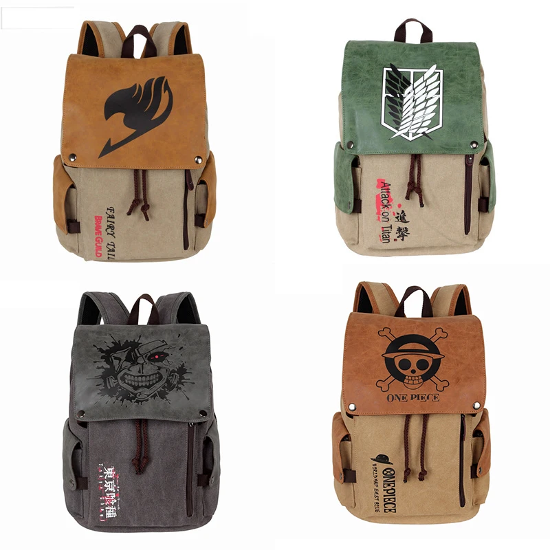 

Bandai Anime Backpack School Bag Attack On Titan One Piece Demon Slayer Backpack Canvas Children's Backpack Kawaii Bag Gifts Toy