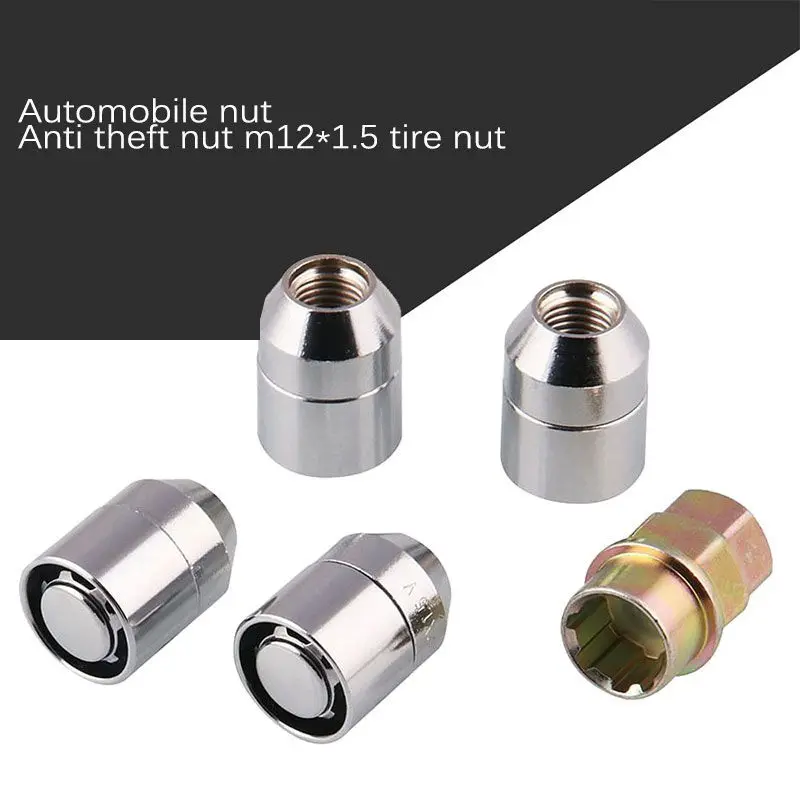 

Универсальные гайки с защитой от кражи для колес m12x1, 5 _ 4 + 1 комплект ключей 4 * Внутренняя резьба 1 * гайка для противоугонной шины