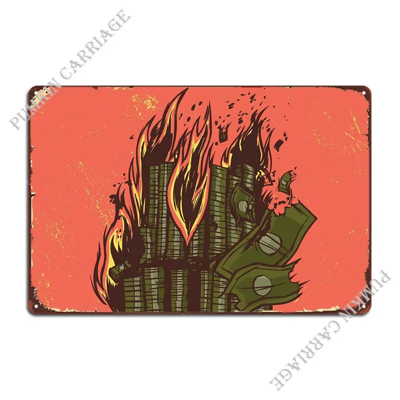 

Металлический плакат с надписью «Money On Fire»