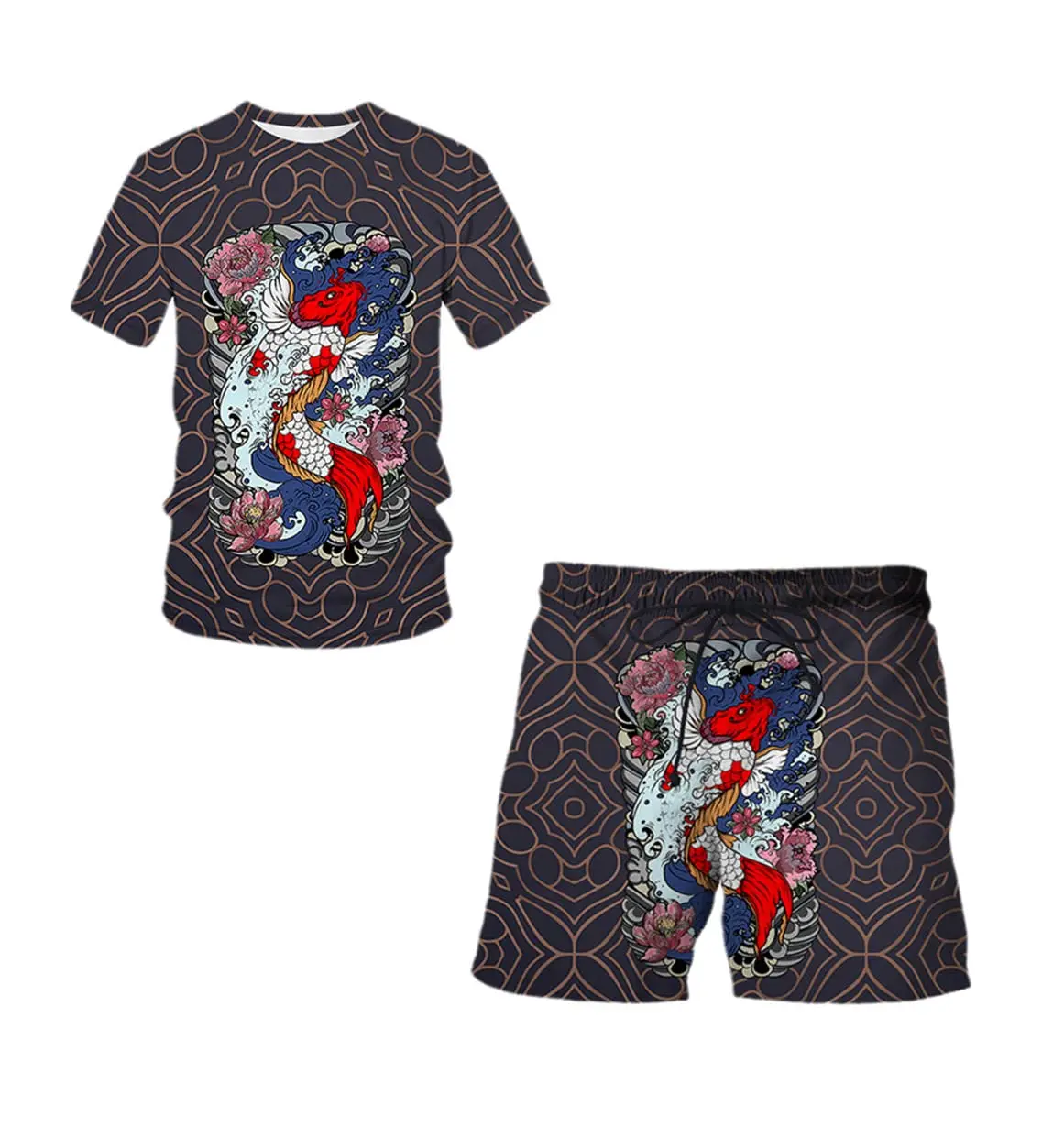 Summer Men Fashion Trend Tracksuit Male Casual Vintage Style T-Shirt Shorts Set 2 Pieces Outfit Male Oversized Streetwear Tops