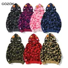 МужскаяЖенская камуфляжная толстовка с капюшоном, свободная куртка в стиле хип-хоп с капюшоном и головой акулы, 2022