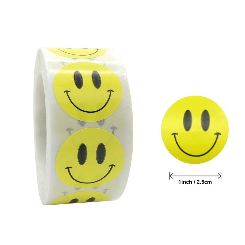 500pcs Smiley Face Sticker for Kids Reward Yellow Dots Labels Happy Smile Label Toys Gift Package |