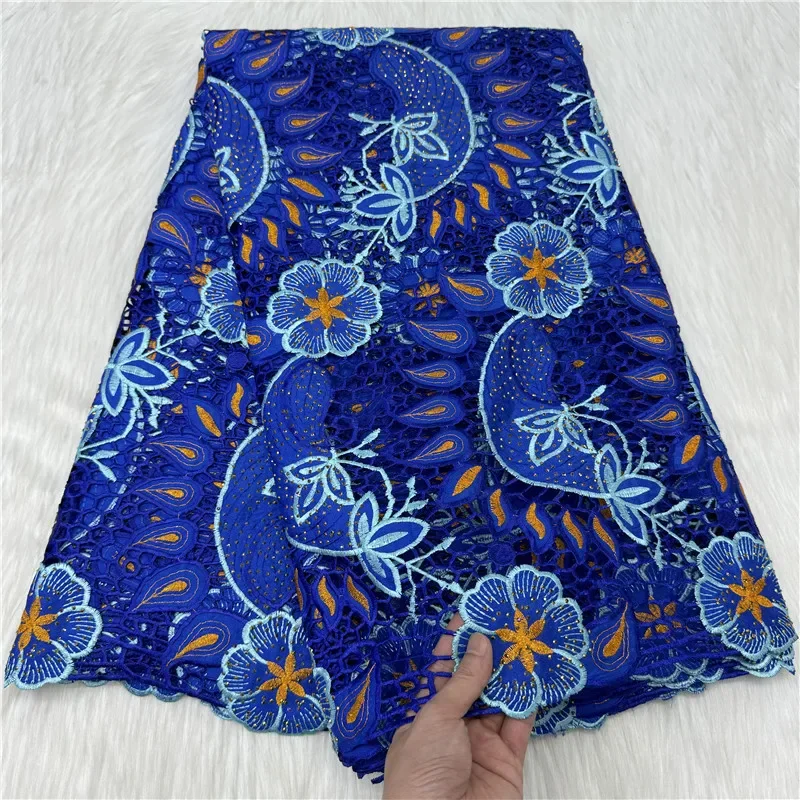 Швейцарская Кружевная Ткань 5 ярдов тяжелая вышивка бисером африканские 100%