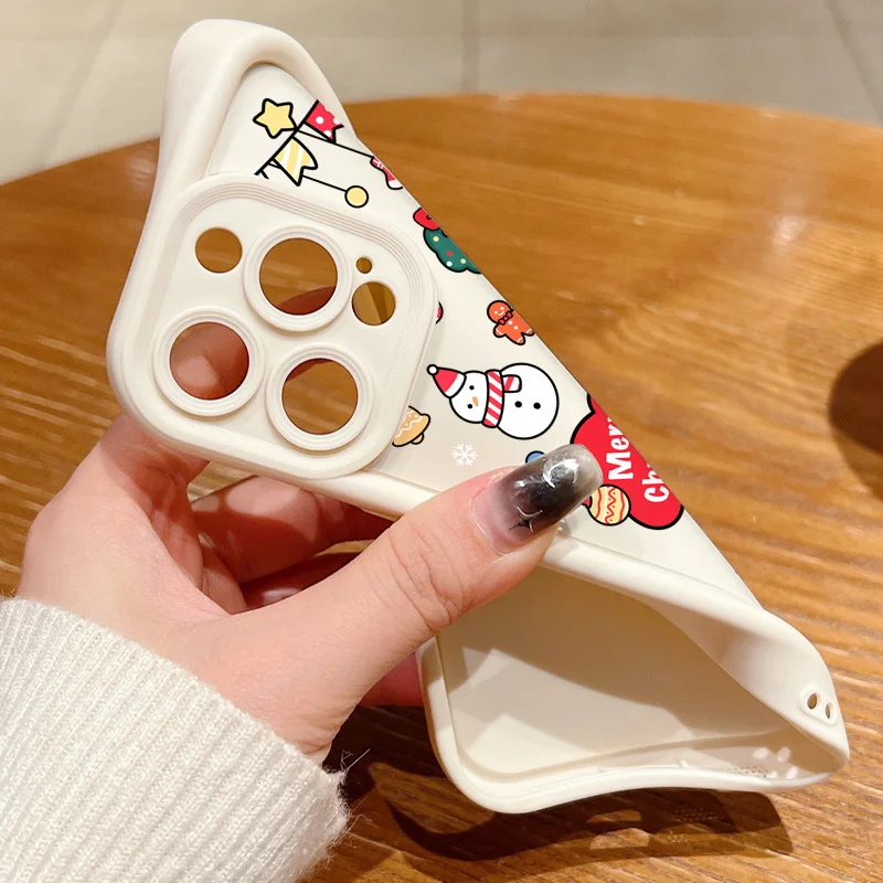 Чехол с Рождеством для iPhone 16 15 Pro Max 14 Plus 13 12 11 7 8 XR X XS SE Противоударный мягкий