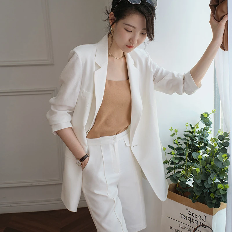 

Sexy Fashion Leisure Blazer Suit Women 2 Piece Coat And Short Set Clothing for Office Female