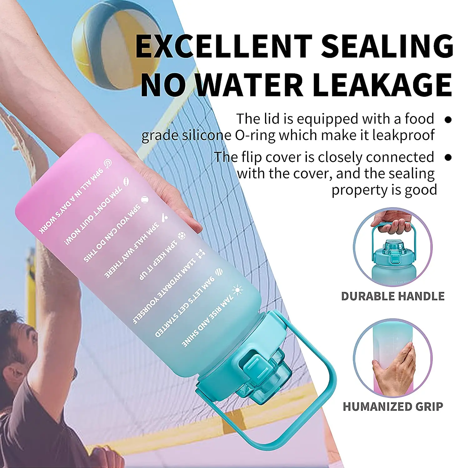 2 л Спортивная бутылка для воды портативная большая милая детская питья большой