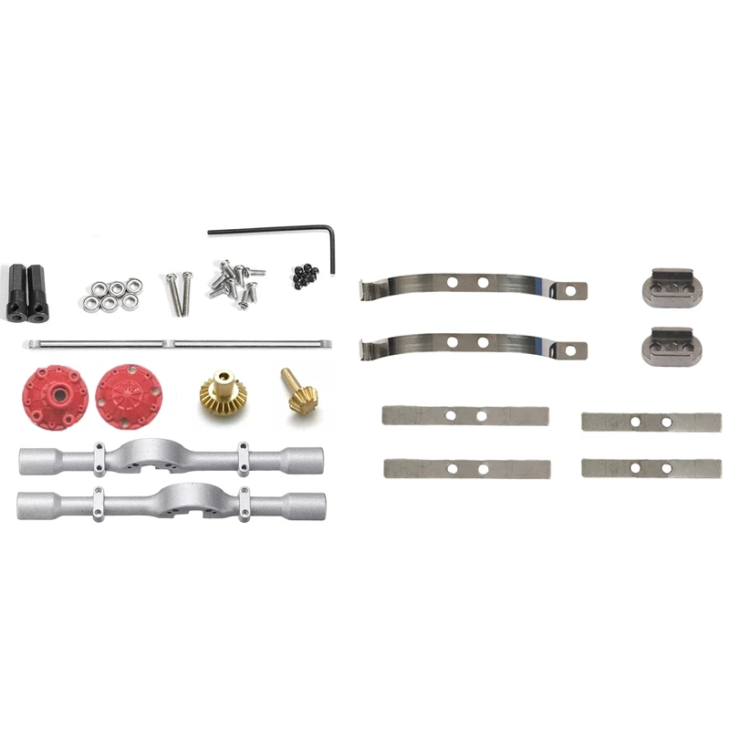 

2 Pair Steel Shock Absorber Leaf Springs Suspension for WPL D12 B14 B24 B16 B36 & 1set Metal Rear Bridge Axle with Gear