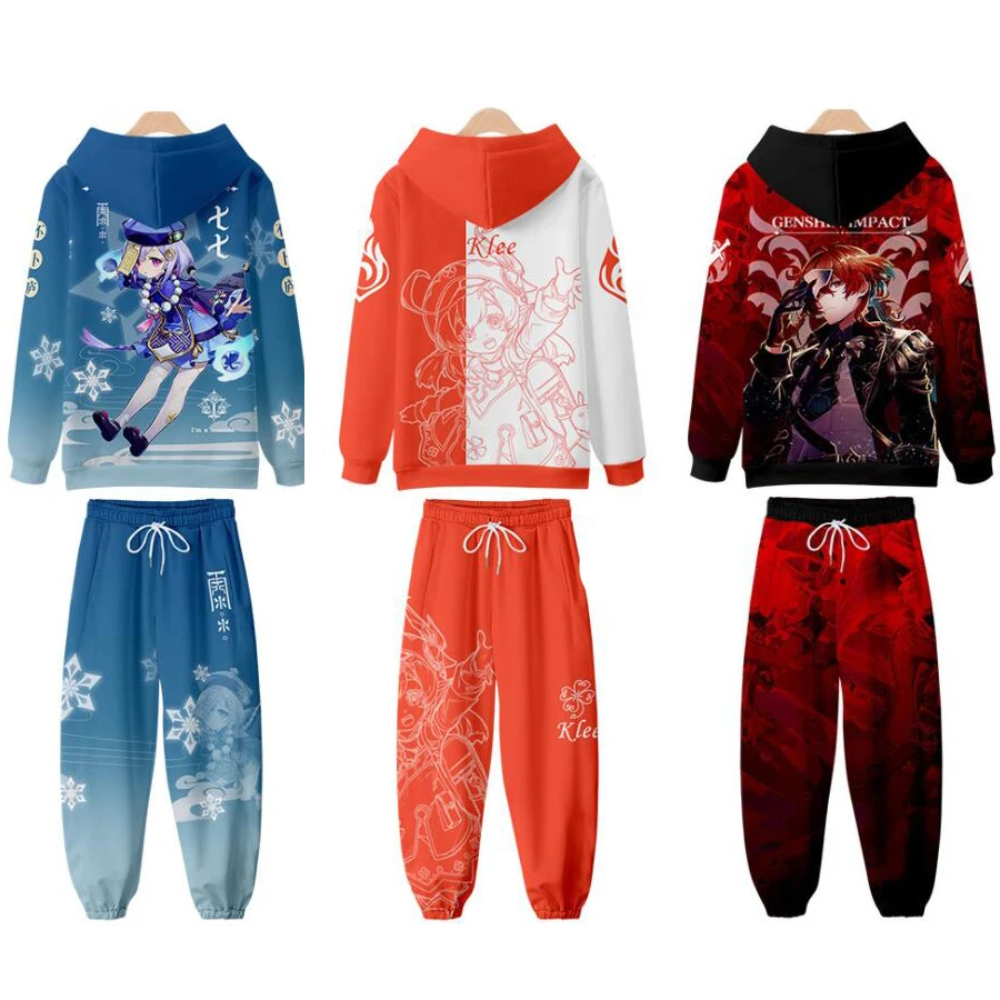 

Мужской спортивный костюм Genshin Impact, комплект спортивной одежды из двух предметов, кофта и брюки