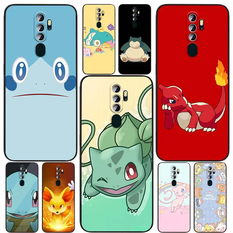 

Cute Cartoon Pokémon Art For OPPO Find X5 X3 X2 Neo Lite A74 A76 A72 A55 A54S A53 A53S A16S A16 A9 A5 5G Black Soft Phone Case