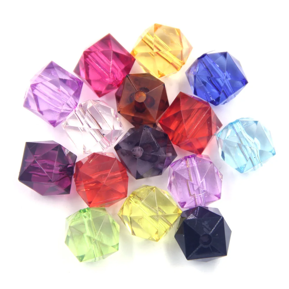 

Spacer Beads Faceted Acrylic Cube Transparent Fashion For Charms Necklace Jewelry DIY Findings 17mm