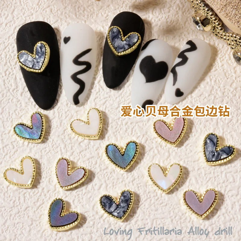 

10PCS 3D Fritillary Shell Heart Nail Art Decoration Charms Gems Manicure Decor Rhinestones Kawaii Jewelry Accessories Supplies