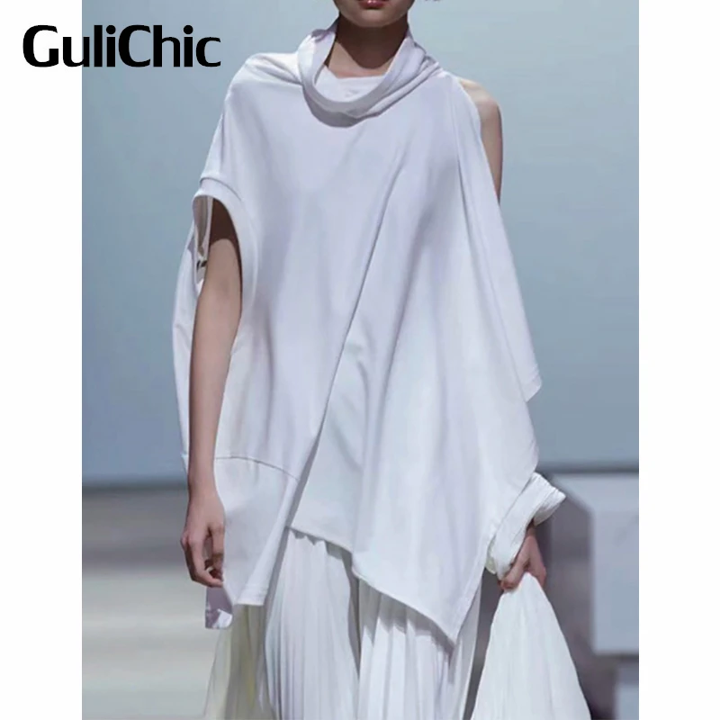 

3,12 г., GuliChic, свободная хлопковая Повседневная футболка с разрезом, Женская разнообразная футболка с полурукавами