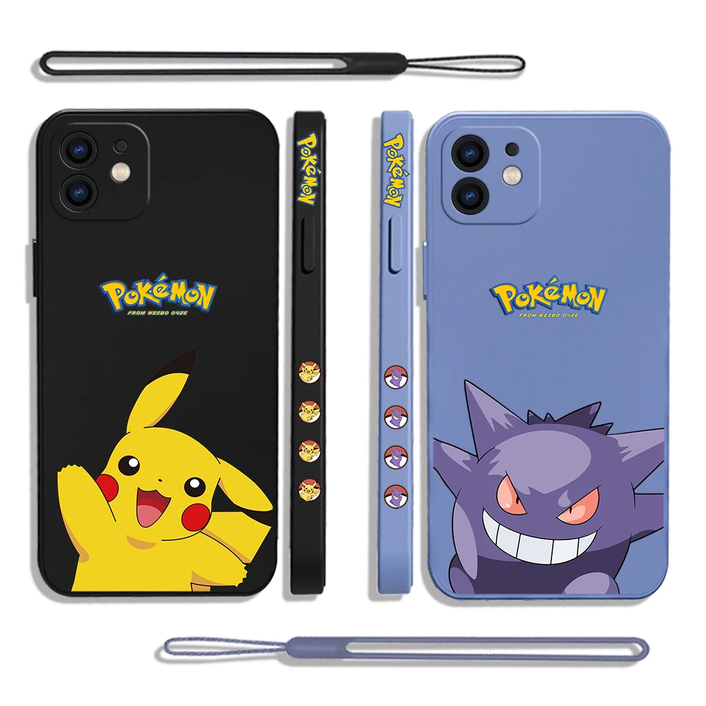 

Pokemon Gengar and Pikachu Phone Case For Samsung A81 A53 A50 A12 A22S A52 A52S A51 A72 A71 A32 A22 A20 A30 4G 5G With Lanyard