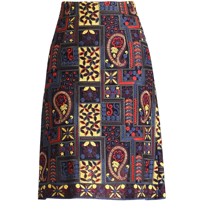 

Высокая талия винтажная вышивка элегантная юбка женская А-силуэта тонкая короткая профессиональная юбка женская 2023 Весна