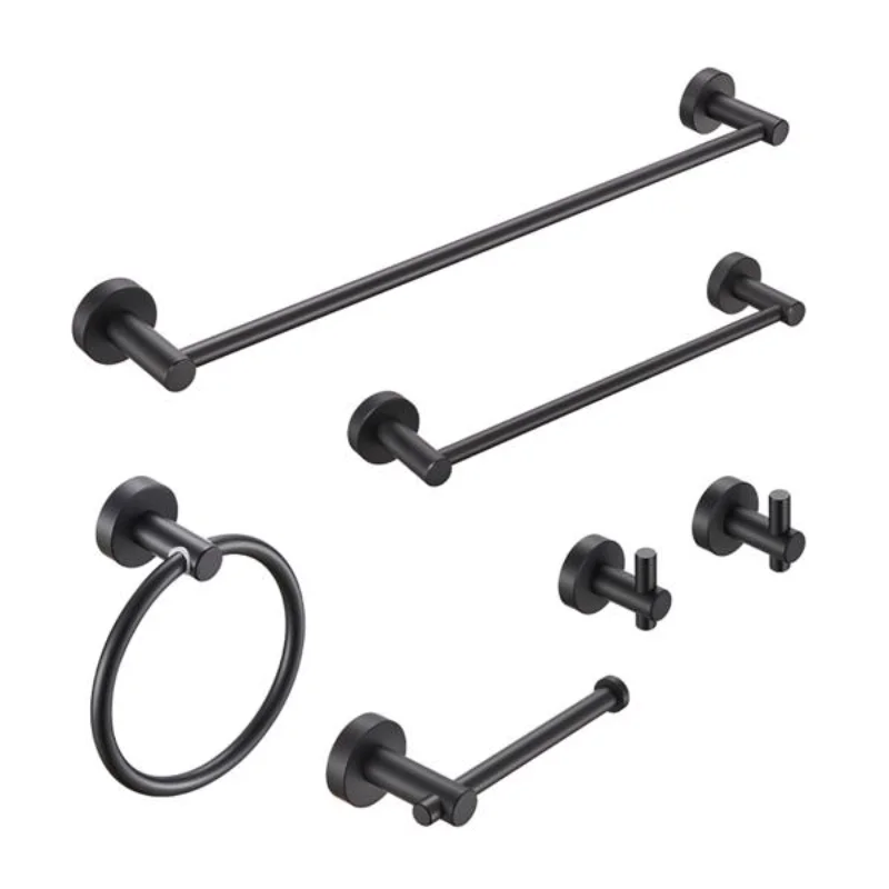 

Bathroom Hardware Set\ Thicken Space Aluminum 6 PCS Towel Bar Set- Matte Black 24 Inches Wall Mounted[US Stock]