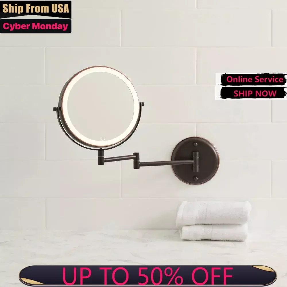 

Зеркало с макияжным освещением, бронзовое настенное круглое зеркало диаметром 8 дюймов