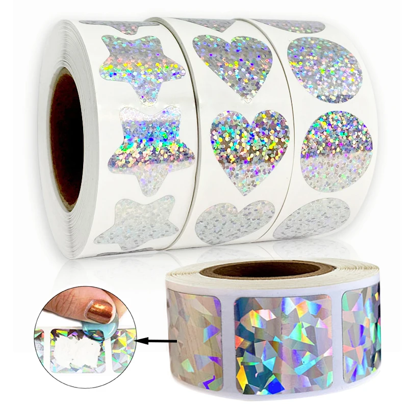 Etiquettes-adhesives-en-forme-de-cœur-lot-de-500-pieces-autocollant-de-sceau-hologramme-carre-et-rond-pour-cadeau-papeterie