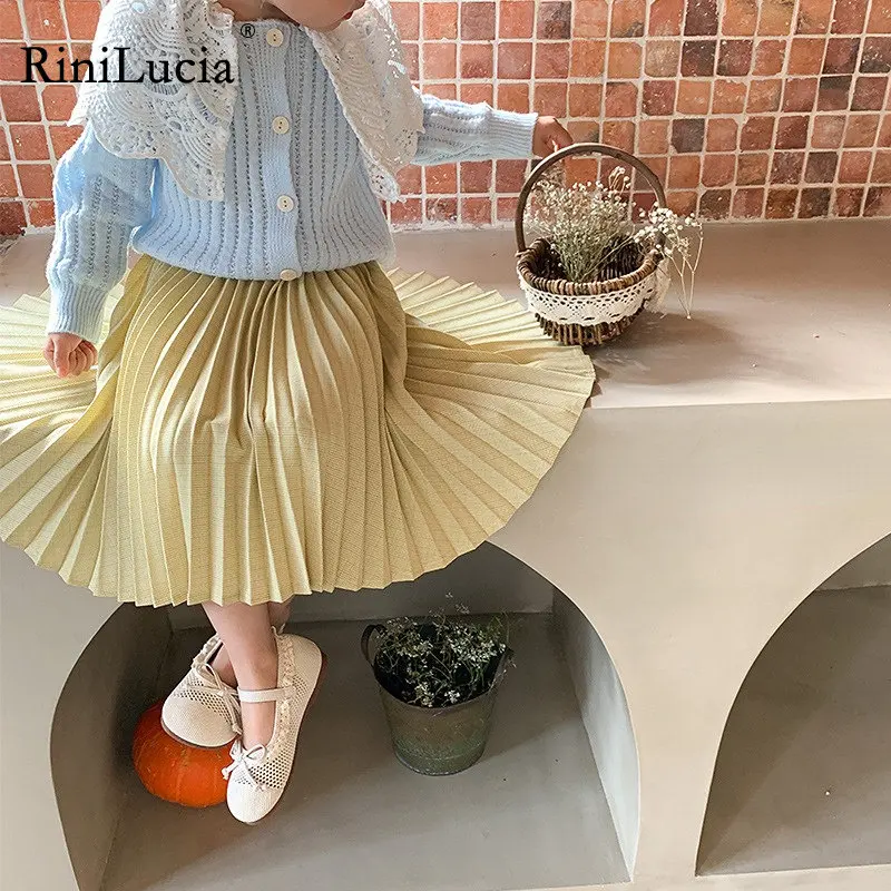 

2023 Toddler Baby Skirts for Girls Spring Summer Solid Pleated Kids Skirts Children ClothingTeenager Kids Bottoms 01