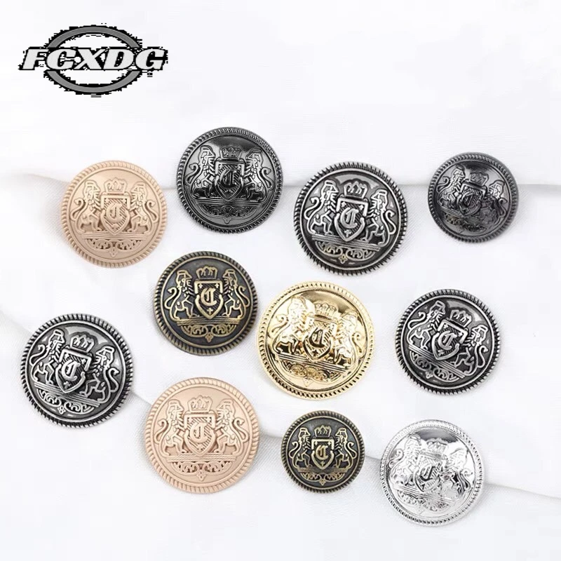 

10pcs European Retro Crown Design Sewing Buttons British College Style Clothing Buttons 20mm Round Metal Buttons for Clothing