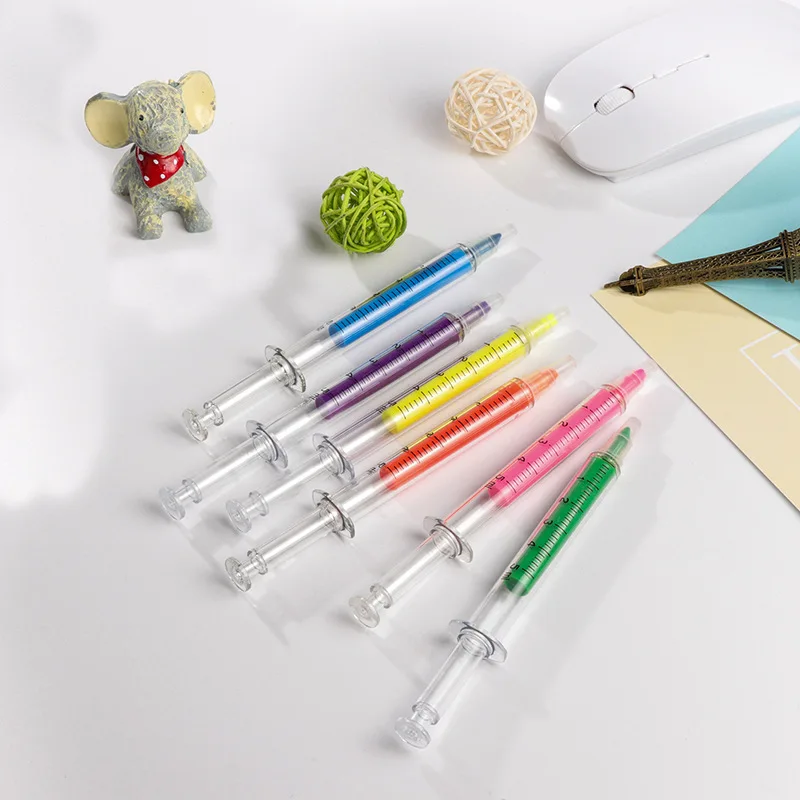 

1 pcs Cute Kawaii Novelty Nurse Needle Syringe Shaped Highlighter Marker Marker Pen Stationery School Supplies