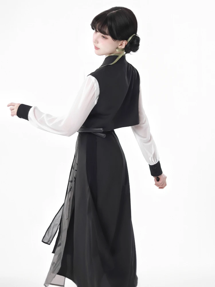 Новый Приталенный жилет с бамбуковым принтом в китайском стиле белая рубашка