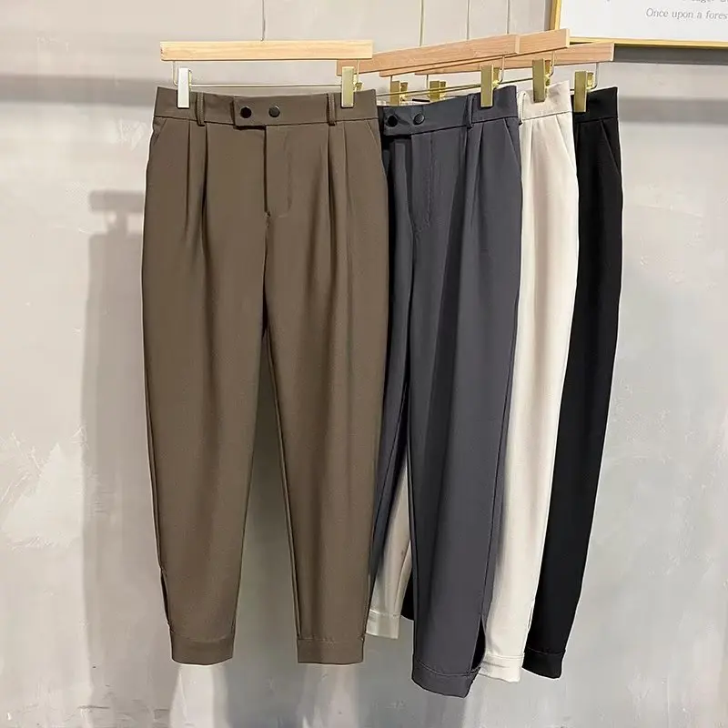 Брюки мужские Стрейчевые с эластичным поясом брендовая одежда тонкие