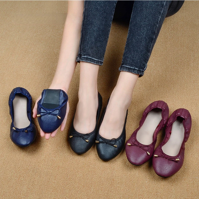 Flats Women Shoes Lightweight Women Leather Shoes 2023 Slip on Shallow Female Loafers Ballet Shoes Zapatos Para Damas En Oferta