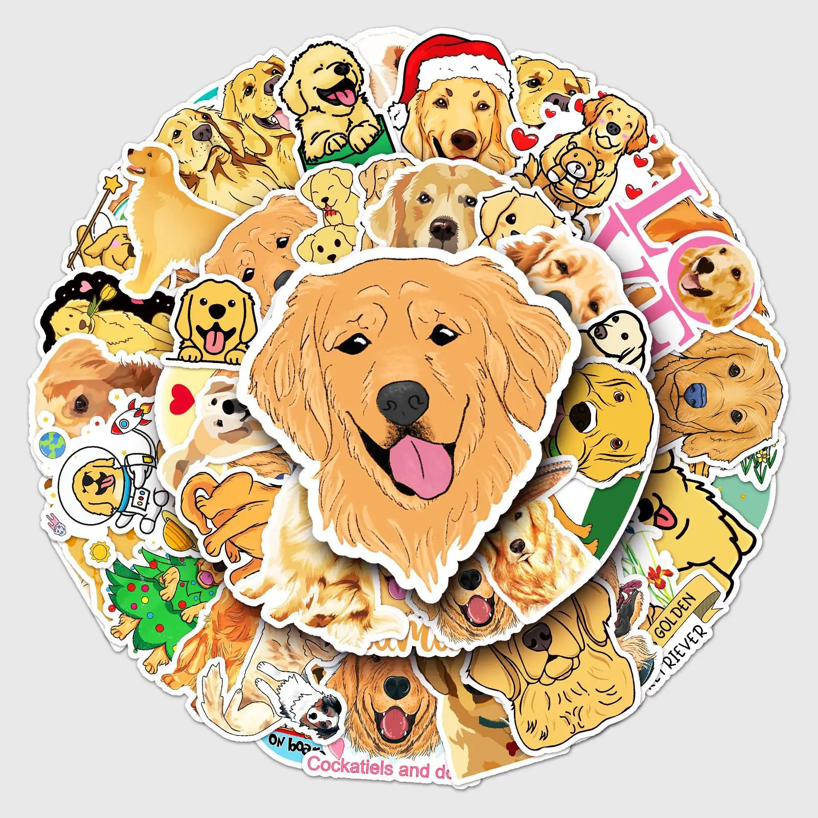 

50Pcs Cute Golden Retrievers Stickers Cartoon Animal Dog Decals DIY Phone Laptop Luggage Skateboard Notebook Cup Car Kids Toy B2