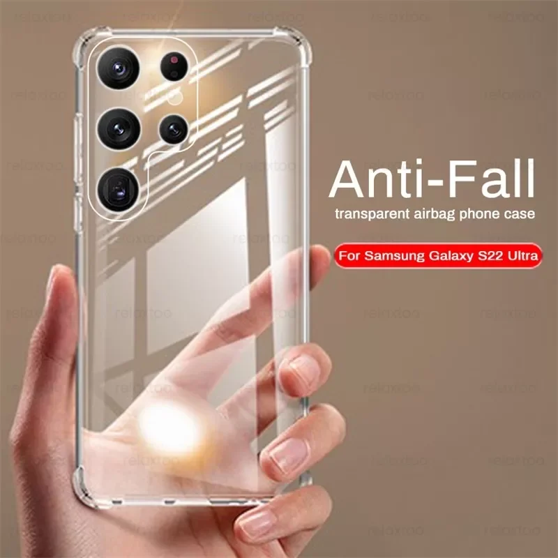 

For Samsung Galaxy S22 Ultra Case Transparent Soft Silicone Shockproof Back Cover On Sumsung S 22 Ultra S22Ultra S22+ 5G Fundas