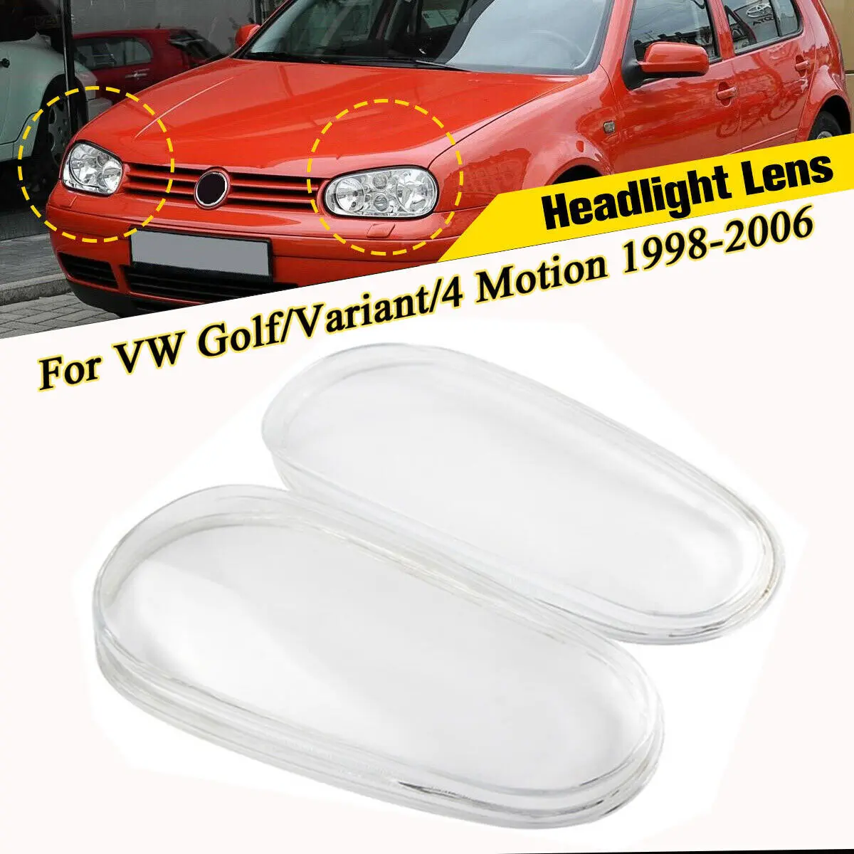 

Pair Front Lens Cover Kit Headlight Glass L+H For 1999-2005 VW MK4 Golf/GTI/R32